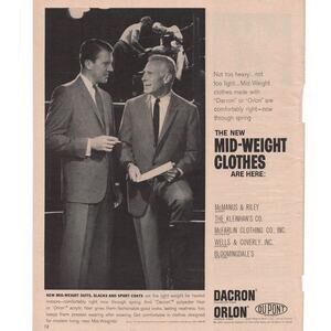 Dacron Polyester Mid Weight Clothes Magazine Advertisement Vtg 1960 Mens Fashion